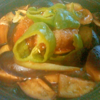 タジン鍋で★ナスと厚切りベーコンのケチャップ煮